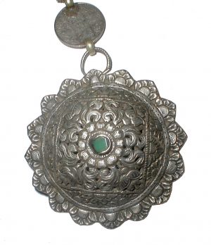 Antique Bhutanese silver necklace/dress fastener
